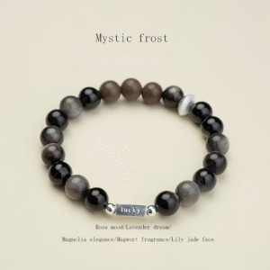 Mystic frost-Handmade Herbal & Crystal Aroma Bead Bracelet - mugwort