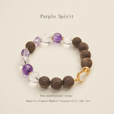 Purple Spirit-Handmade Herbal & Crystal Aroma Bead Bracelet