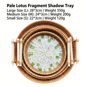 Bohemian Handwoven Rattan Mosaic Serving Tray - L(28*3cm/350g), Pale Lotus Fragment Shadow Tray
