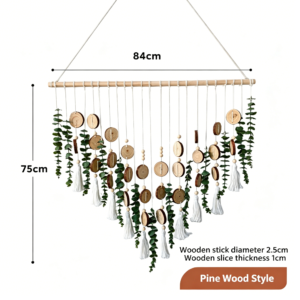 Nordic Style Natural Wood Slice and Eucalyptus Wall Hanging Decor - Style1-84*75cm