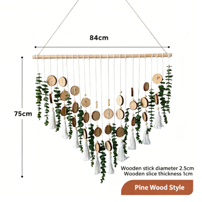 Nordic Style Natural Wood Slice and Eucalyptus Wall Hanging Decor