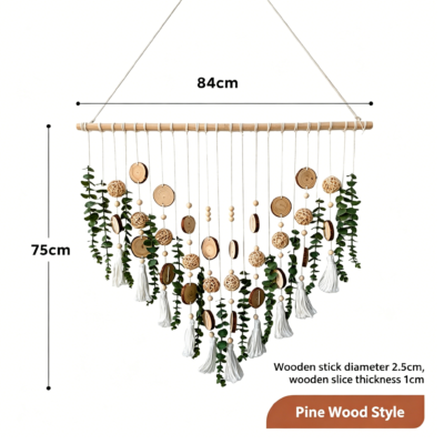 Nordic Style Natural Wood Slice and Eucalyptus Wall Hanging Decor