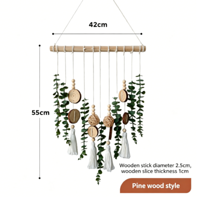 Nordic Style Natural Wood Slice and Eucalyptus Wall Hanging Decor