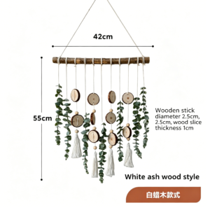 Nordic Style Natural Wood Slice and Eucalyptus Wall Hanging Decor - Style6-42*55cm